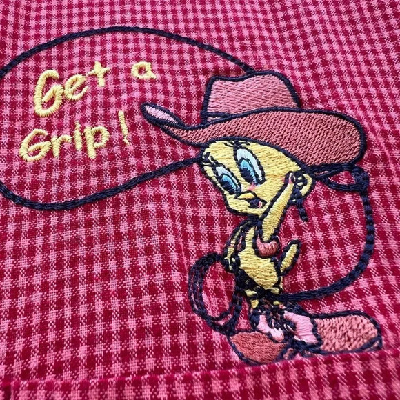 Warner Bros Womens Red Looney Tunes 3/4 Sleeve Button Up Shirt Size 26W - Picture 9 of 9